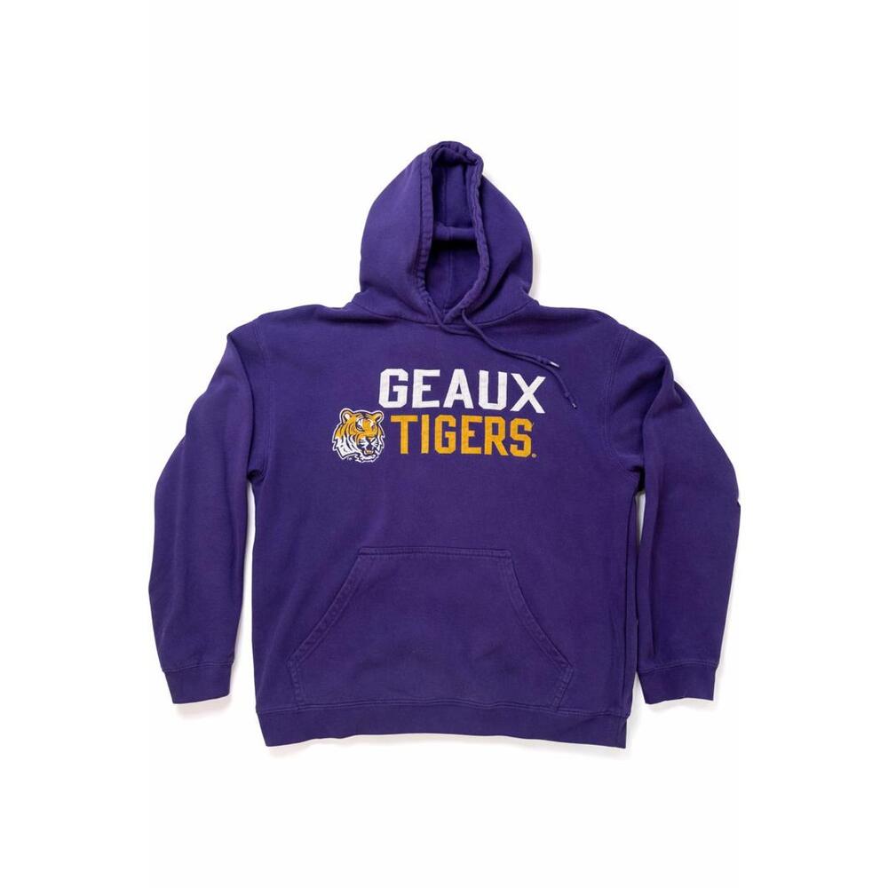 LSU Tigers Geaux Tigers Hoodie Men’s L Purple‎ NCAA Embroidered Sweatshirt